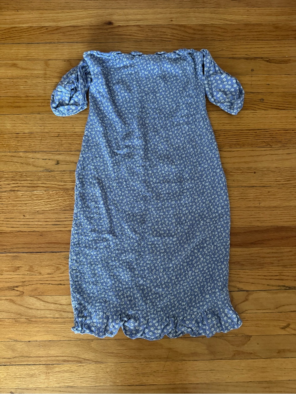 Abercrombie & Fitch Blue floral Shirred Smocked Dress